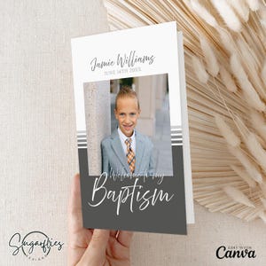 Programme de baptême SDJ, faire-part de baptême pour garçons, programme de baptême pour garçons, programme de baptême moderne, modèle de toile imprimable, téléchargement numérique