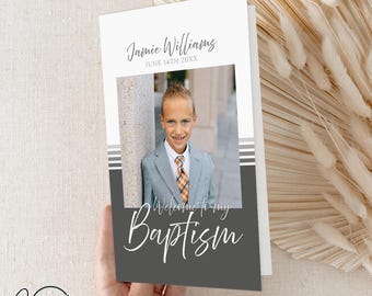 LDS Baptism Program, Boys LDS Baptism invitation program, Boy Baptism, Modern Baptism Program, Printable Canva Template, Digital Download