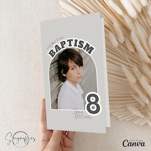 Modern LDS Baptism Program, LDS Baptism invitation program, Boys Baptism Program, Printable Canva Template, Digital Download, Photo