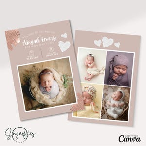 Editable Birth Announcement, Baby Card, Newborn Photography Template, Newborn baby Announcement, Printable Baby Card, Baby Girl Announcement
