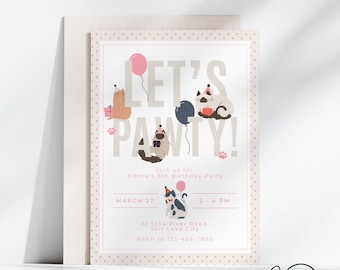 Cat Birthday Invitation, Kitty Birthday Invite, Kitty Cat invitation, Girls Birthday, Canva Template, Digital, Custom Photo Invite