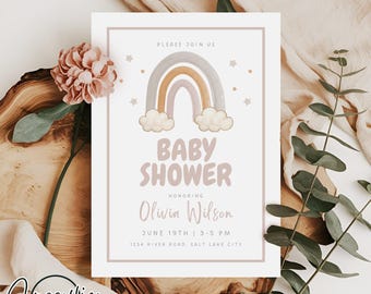 Baby Shower Invitation Template, Girl Baby Shower Invite, Boho Baby Shower, Editable Baby Shower Invitation Template, Printable Baby shower