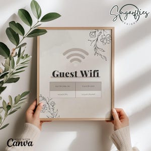 Wifi Password Sign Template, Wifi Password Sign, Airbnb Sign, Printable Wifi Sign, Modern Minimalist, Editable Template, Digital Print