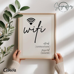 Wifi Password Sign Template, Wifi Password Sign, Airbnb Sign, Printable Wifi Sign, Modern Minimalist, Editable Template, Digital Print