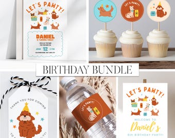Lets Pawty Birthday Bundle, Lets Pawty Birthday invitation, dog Invitation, adopt a puppy, Puppy party, Dog Birthday Bundle, Canva Template