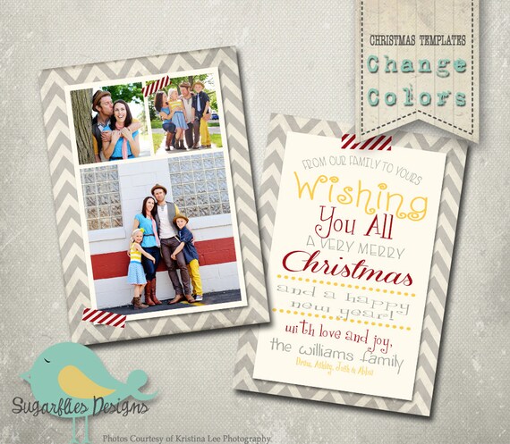 Christmas Card PHOTOSHOP TEMPLATE Family Christmas Card 80 | Etsy