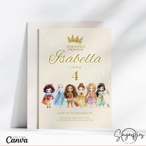 Little Princess Birthday Invitation, Girl Princess Birthday Party, Princess Theme, Fairy Tale, Canva Template, Instant Download, Photo