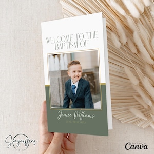 Modern LDS Baptism Program, LDS Baptism invitation program, Boys Baptism Program, Printable Canva Template, Digital Download, Photo