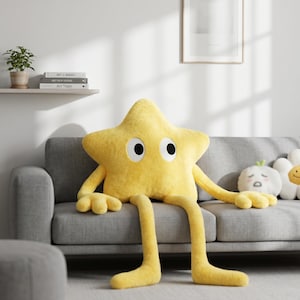 Oreiller de corps en peluche avec étoiles géantes à jambes longues