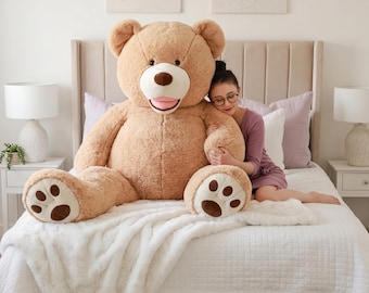 Oso de peluche gigante de 260 cm, enorme peluche de tamaño natural, juguete de peluche gigante para el Día de San Valentín, regalo de peluche DIY para ella, 100-260 cm