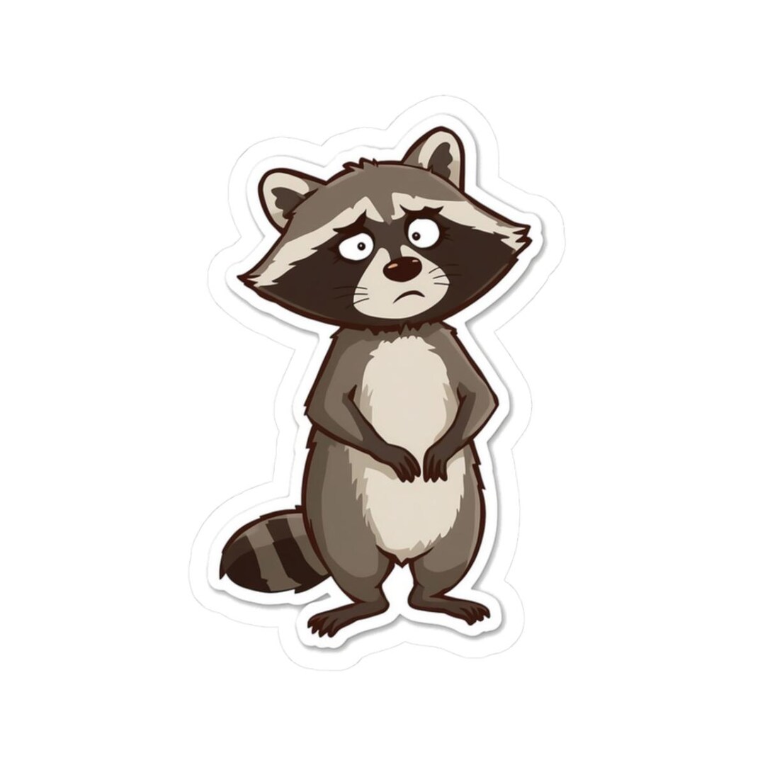 Sad Raccoon Sticker | Cute Anxious Animal Meme | Funny Introvert Gift ...