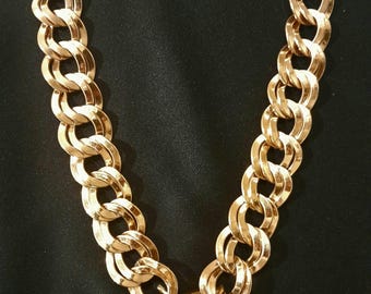 NE501 Large Goldtone Double Link Necklace
