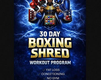 Boxing Shred-programma van 30 dagen | Vetverlies bokstrainingsplan + trackers (pdf)