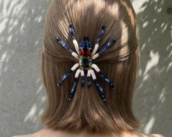 Handmade Brazilian Jewel Tarantula Hair Clip, Realistic Chenille Spider, Spider Lover Gift