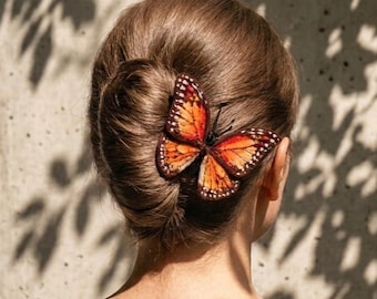 Monarch Butterfly Hair Clip, Brooch, Handmade Autumn Tone Accessory, Gift For Her
