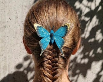 Teal Swallowtail Butterfly Hair Clip, Brooch, Hair Accessory, Unique Whimsical Gift for Her