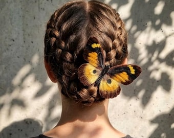 Brown and Gold Butterfly Hair Clip, Brooch, Autumnal Swallowtail Clip, Gift For Her