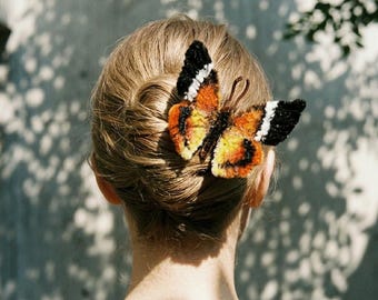 Fiery Orange Butterfly Hair Clip, Brooch, Handmade Home Decor, Gift For Her