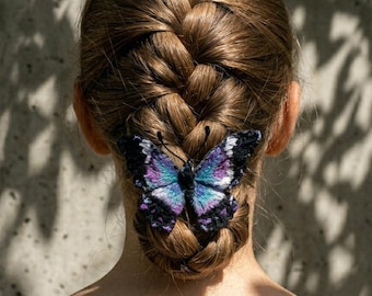 Galaxy Butterfly Hair Claw, Brooch, Purple Wing Accessory, Gift For Her