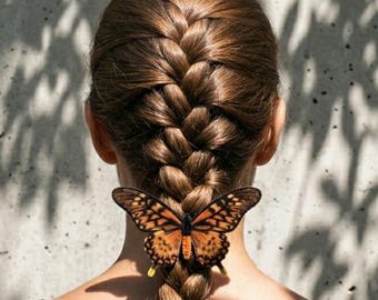 Realistic Orange Swallowtail Butterfly Hair Claw, Summer Accessory, Brooch, Gift For Her