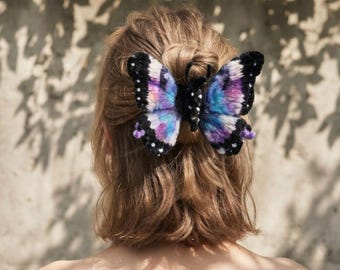 Galaxy Butterfly Hair Claw, Brooch, Purple Wing Accessory, Gift For Her