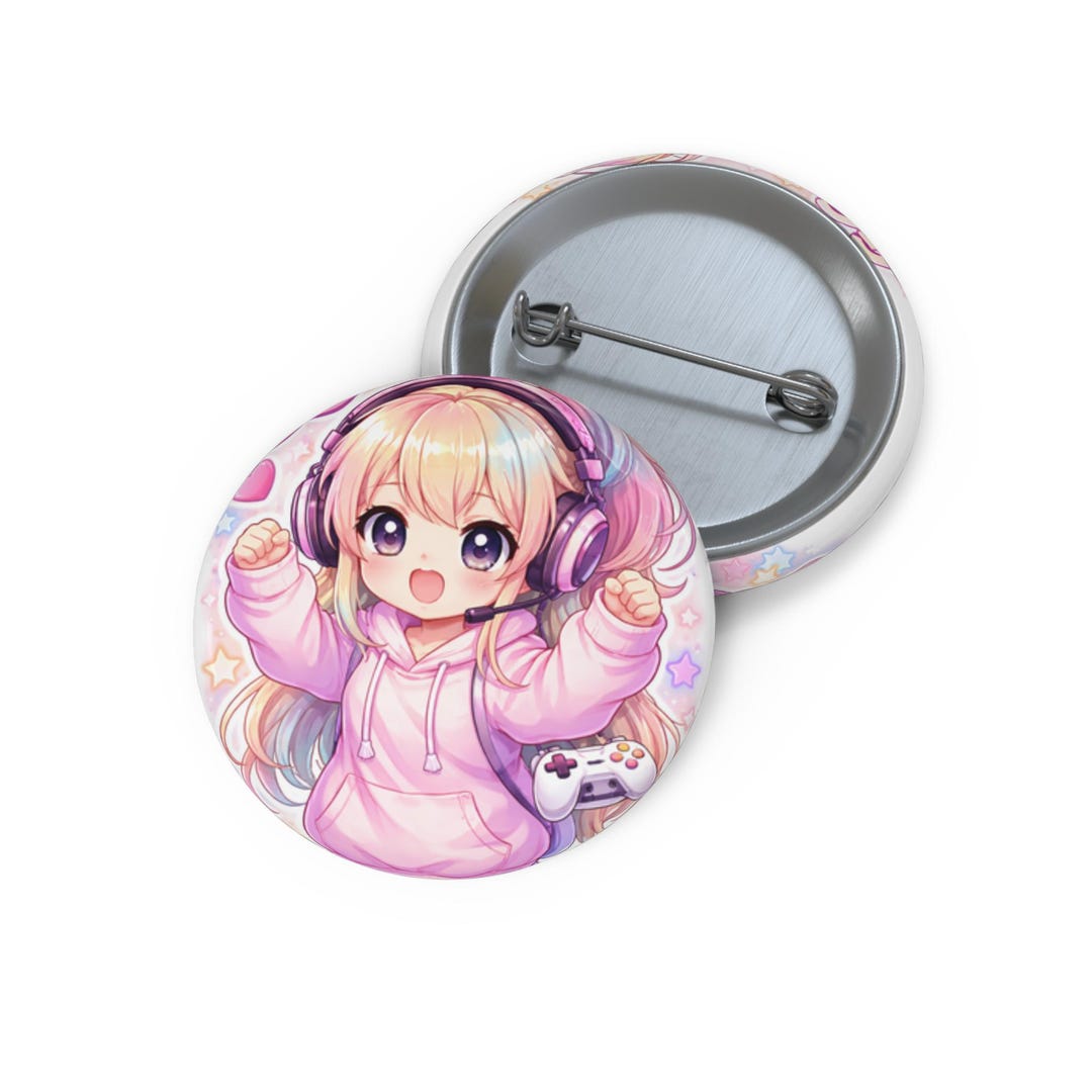 Collette Pin Anime Gamer Girl Pin Button | Chibi Character Badge, Glossy Metal Pin ...