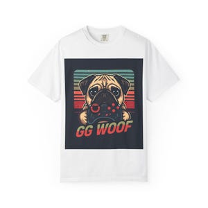 Pug Gamer Holding Controller T-Shirt | GG Woof Retro Style