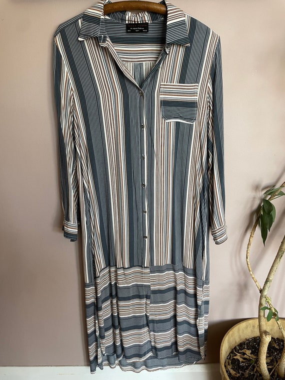 Vintage Striped Button Down Dress - image 1