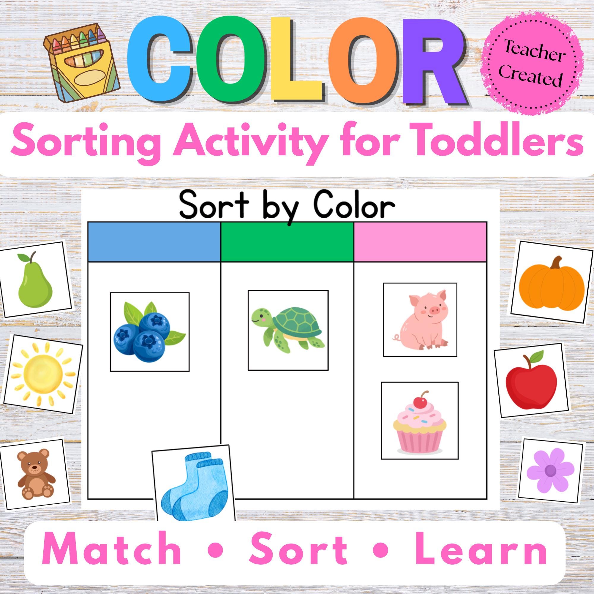 Color Sorting Activity for Toddlers | Preschool Matching Game Printable ...