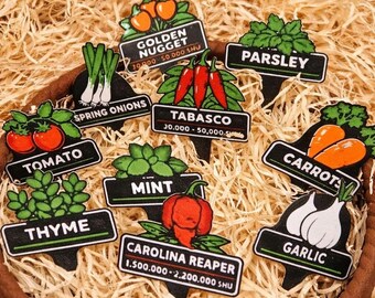 Etiquetas personalizadas impresas en 3D para plantas / Marcadores para huertos de chiles, hierbas y verduras