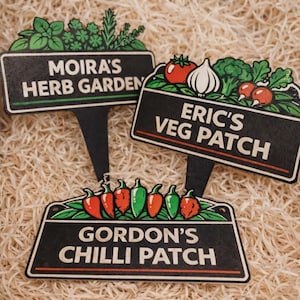 Personalised Garden Sign | Chilli, Herb, Veg Patch Marker | Stake or Hanging (3D Printed)