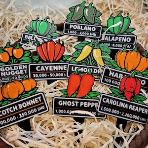 Chilli Plant Labels | SHU Heat Scale Garden Markers (Set of 10) | 3D printed