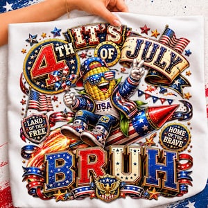 It's 4th Of July Bruh PNG, Funny Patriotic Corn PNG, Kids Fourth Of July Shirt Design, USA Fireworks Sublimation Download