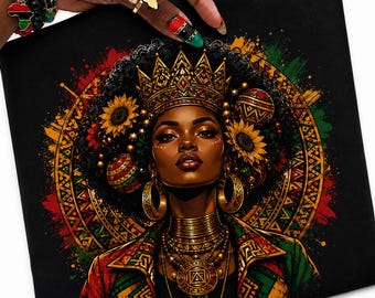 Black Queen png, afrocentrische vrouw sublimatieontwerp, African Heritage Art png, melanine godin digitale download