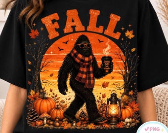 Fall Forest Creature PNG, Hello Fall Woodland Sublimation, Autumn Coffee PNG, Vintage Fall Shirt Design, Digital Download