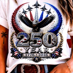 America 250 PNG, 1776 2026 Patriotic Fighter Jets PNG, Fourth Of July Sublimation Design, American Eagle Independence Day Shirt PNG