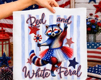 Rood wit en wilde png, grappige patriottische wasbeer ontwerp, 4 juli sublimatie, USA Independence Day shirt