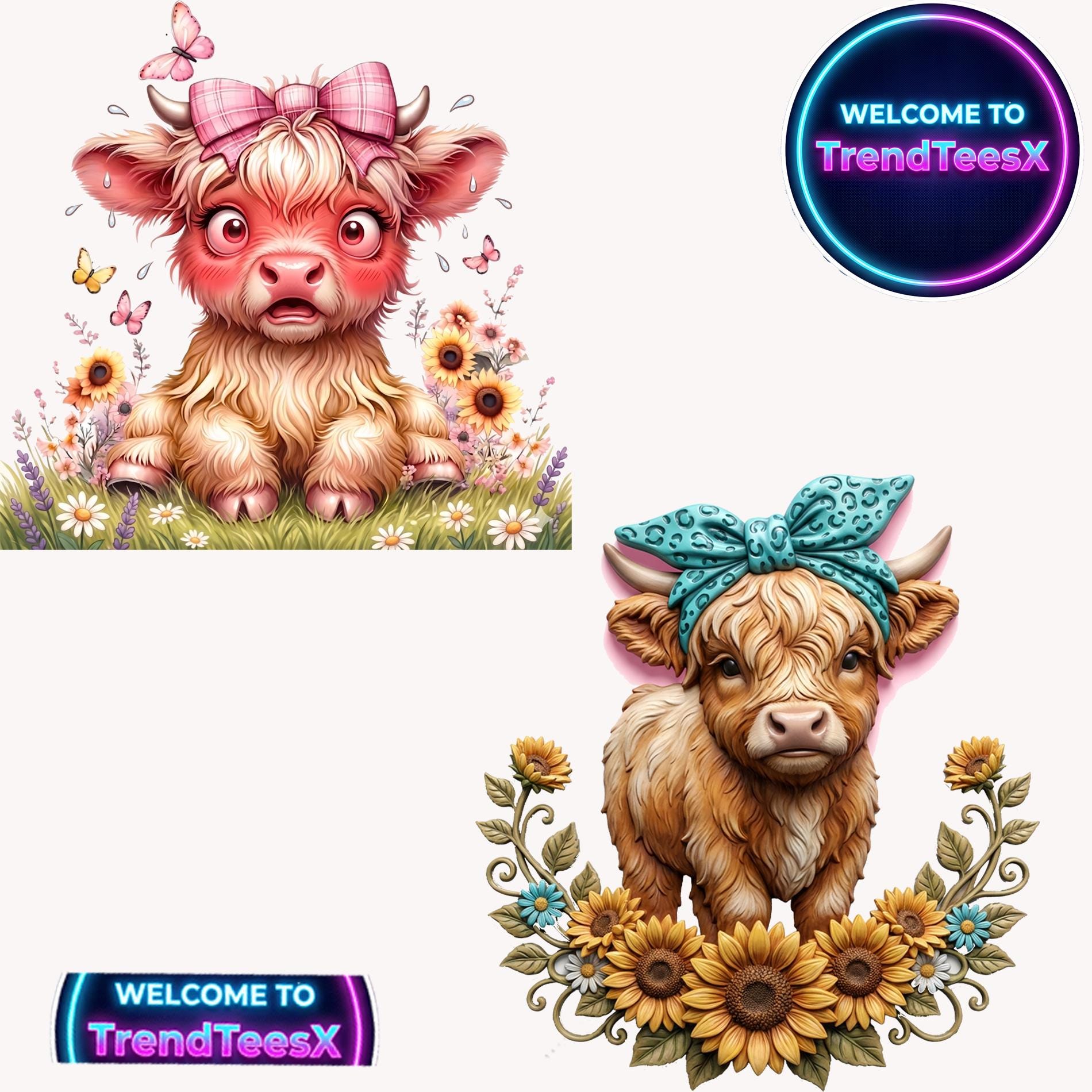 Highland Cow PNG Clipart, Cute Baby Cow Sublimation Design, Western ...