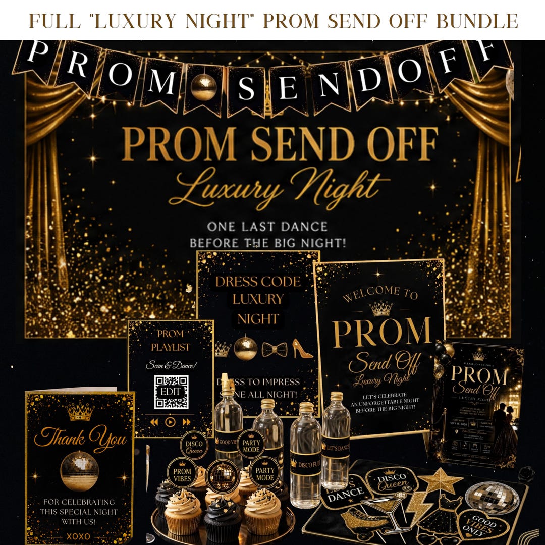 Prom Send off Decorations Luxury Black Gold, Disco Prom Party Bundle ...