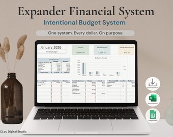 Monthly Budget System | Debt Payoff Tracker and Annual Insights | Expander Financial System