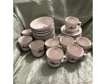 Pfaltzgraff Snow Village Ceramic Set - Cup, Bowl, Saucer