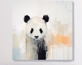 Canvasafdruk van een panda | Graffiti Panda kunst aan de muur | Uniek cadeau voor pandaliefhebbers | Panda-huisdecoratie | Kleurrijke dierenschilderijen | Minimalistische kunst