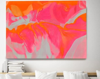 Abstract Wall Art, Modern Canvas Art Print, Abstract Painting, Wall Decor, Abstract Modern Canvas Art, Red Orange Volcano Spectacular