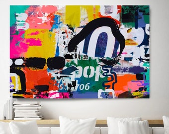 Modern Graffiti Abstract Canvas, Street Art Painting Print on Canvas, Large Canvas Print, Urban Artwork Canvas Print, pop art print