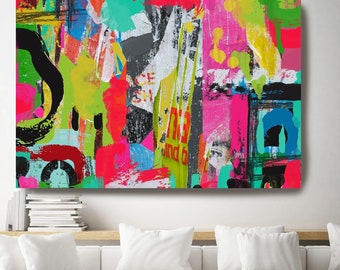Graffiti Abstract Canvas, Street Art, Street Art Painting Stampa su tela, Stampa su tela di grandi dimensioni, Stampa su tela di opere d'arte urbane Sensi intuitivi 3