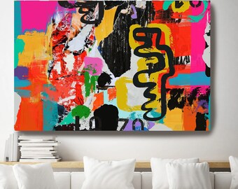 Graffiti Abstract Canvas, Street Art, Street Art Painting Print on Canvas, Large Canvas Print, Urban Artwork Canvas Print, Sensi intuitivi