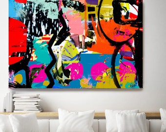 Graffiti Abstract Canvas, Street Art Painting Print on Canvas, Large Canvas Print, Urban Artwork Canvas Print, Intuitive Senses 2
