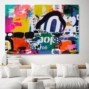 Modern Graffiti Abstract Canvas, Street Art Painting Print on Canvas, Large Canvas Print, Urban Artwork Canvas Print, pop art print