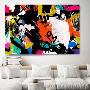 Graffiti Abstract Canvas, Pop Art, Street Art Painting Print on Canvas, Large Canvas Print, Urban Artwork Canvas Print, Modern Graffiti 2
