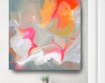 Abstract Grey Orange Print | Painting Print | Large Wall Art | Large Abstract Canvas | Large Vibrant Print | Painting Art. Different colors